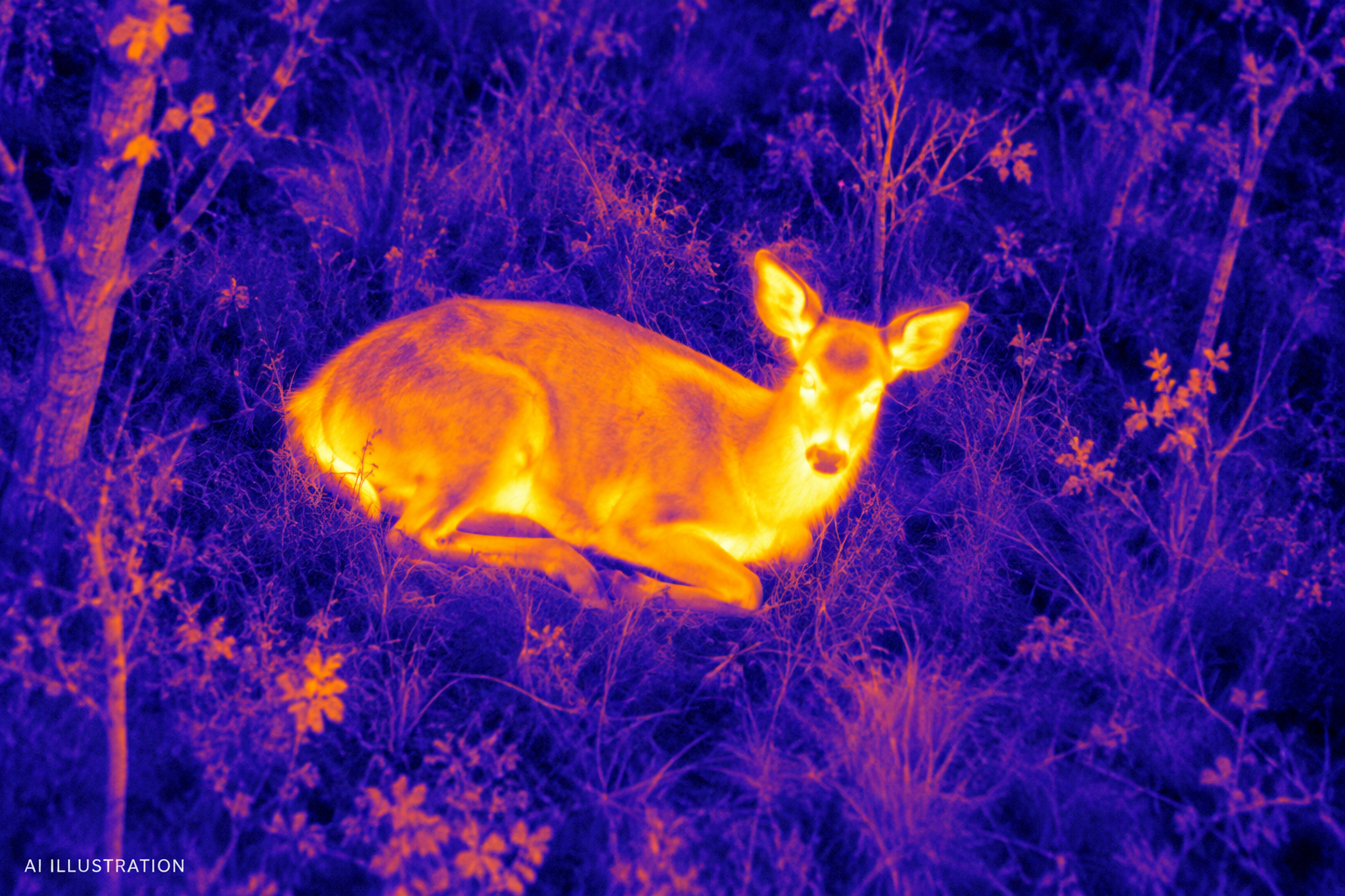 AI-generated thermal deer search illustration
